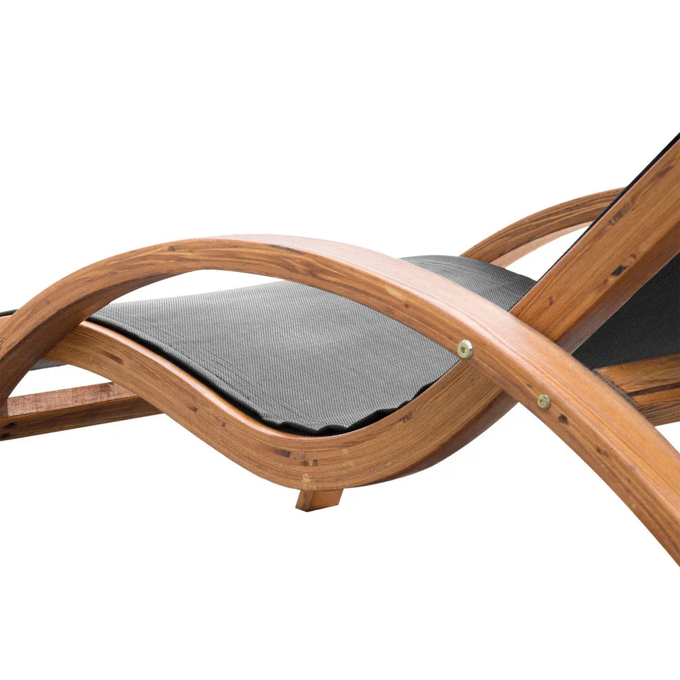 Cochran Teak-Finished Pine & Mesh Chaise Lounger