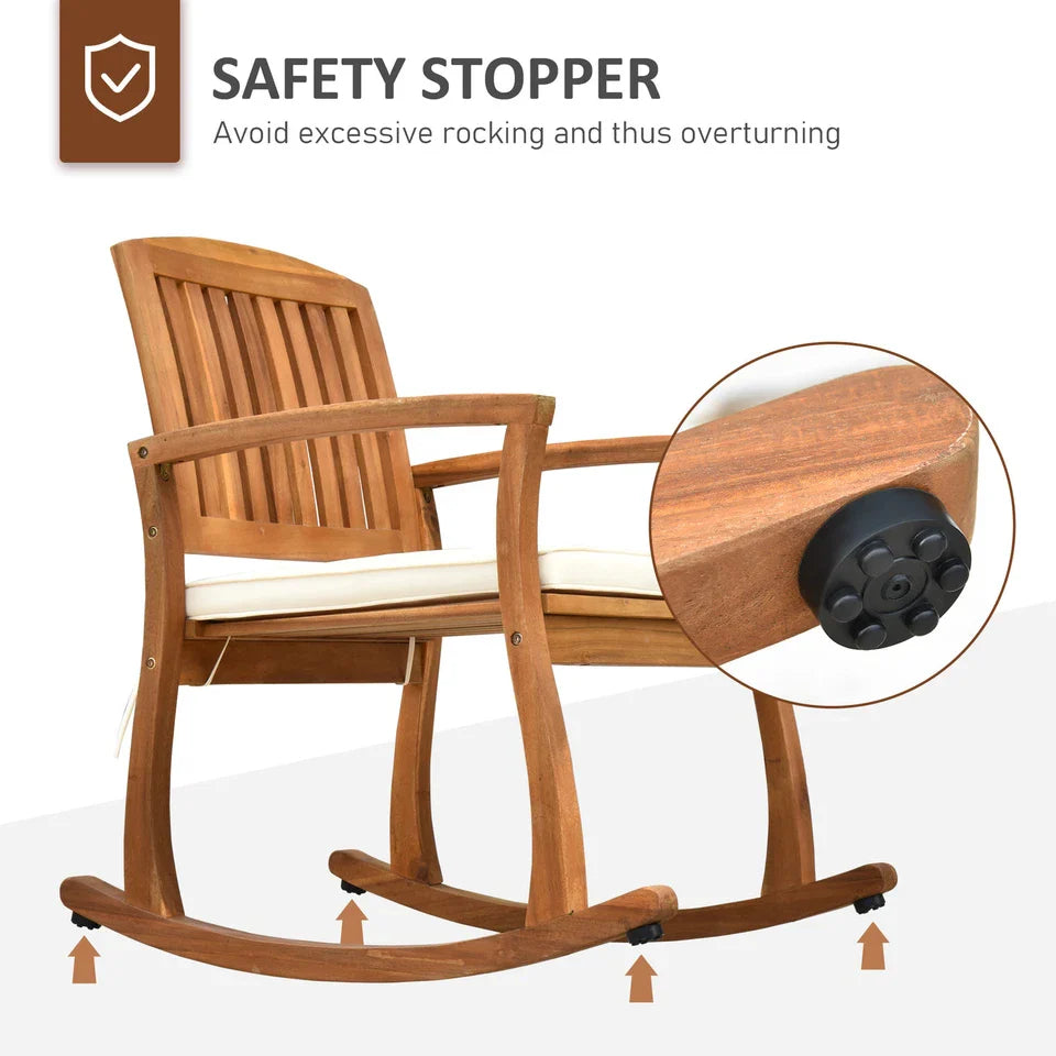 Dorothy Acacia Wood & Cream Cushion Rocking Chair