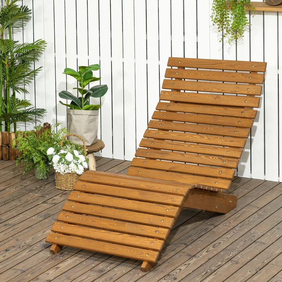 Crosby Larch Wood Adjustable Outdoor Lounge Chair
