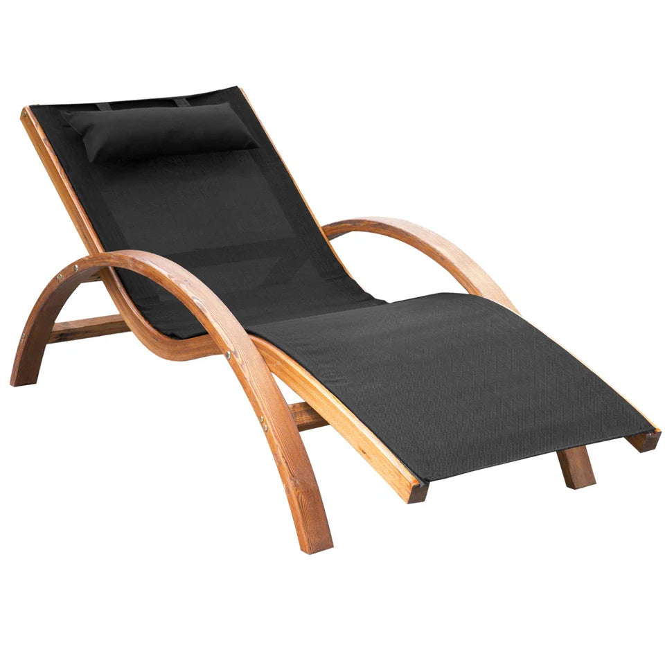 Cochran Teak-Finished Pine & Mesh Chaise Lounger