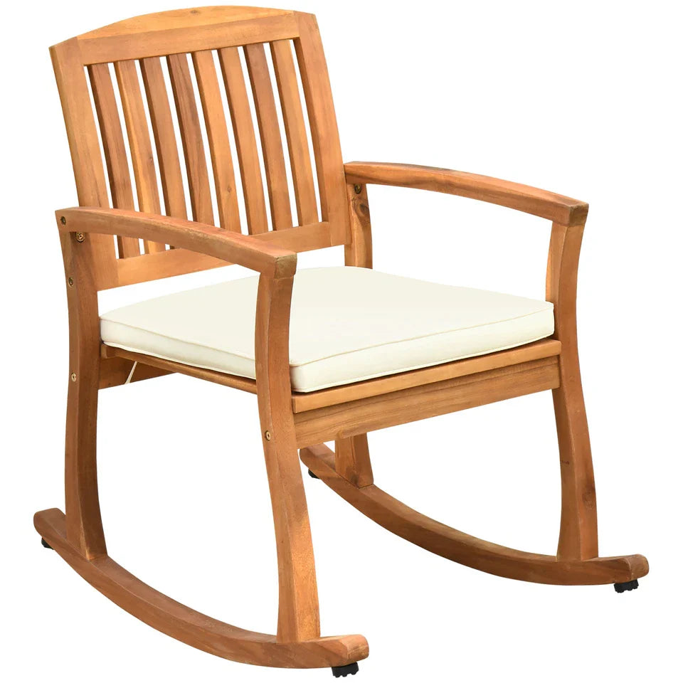 Dorothy Acacia Wood & Cream Cushion Rocking Chair