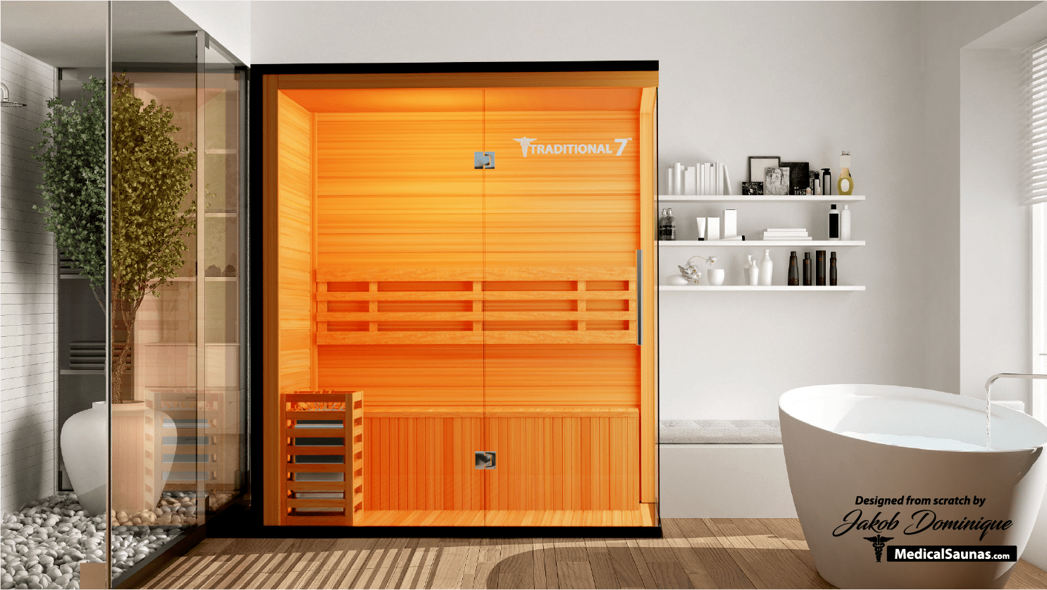 Traditional 7™ Three-Person Hemlock Steam Sauna