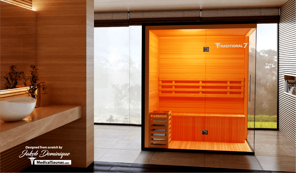 Traditional 7™ Three-Person Hemlock Steam Sauna