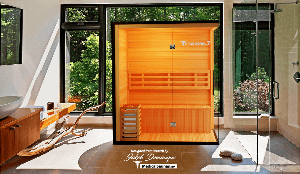 Traditional 7™ Three-Person Hemlock Steam Sauna