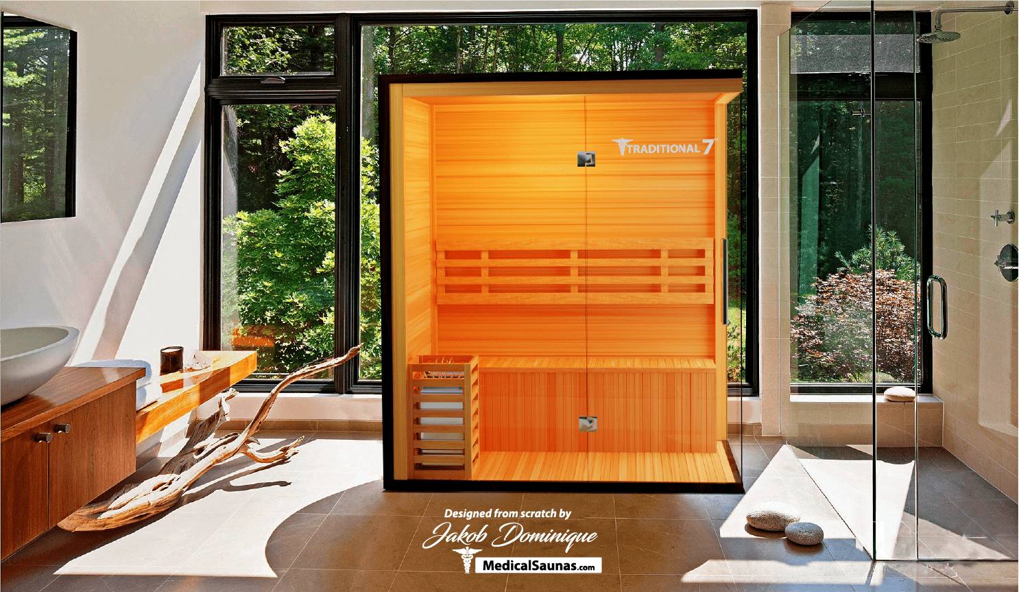 Traditional 7™ Three-Person Hemlock Steam Sauna